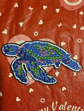 Handmade Rhinestone Sea Turtle Magnet - Blue & Green